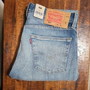 Levi's 501 Original Higher Mountain DX Stretch Blue Light Wash Denim Jeans 32x34